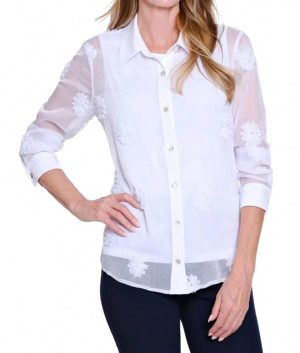 NEW MULTIPLES cuffed long sleeve button front shirt and tank in white